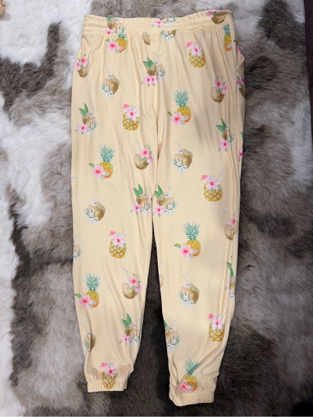 PJ Salvage Aloha Hour Pineapple Coconut Pajama Set Soft Jersey Yellow Large - Picture 5 of 9